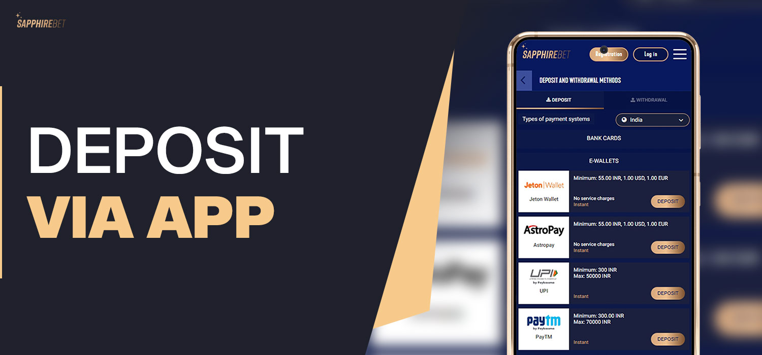 depositing and withdrawal via sapphirebet app