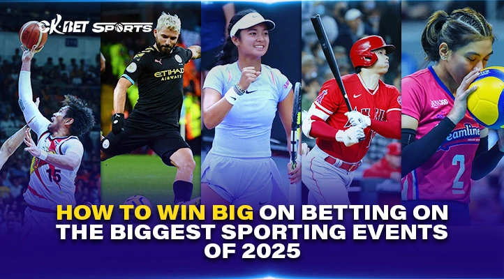 Biggest Sporting Events Image of five people playing different sports with overlay text